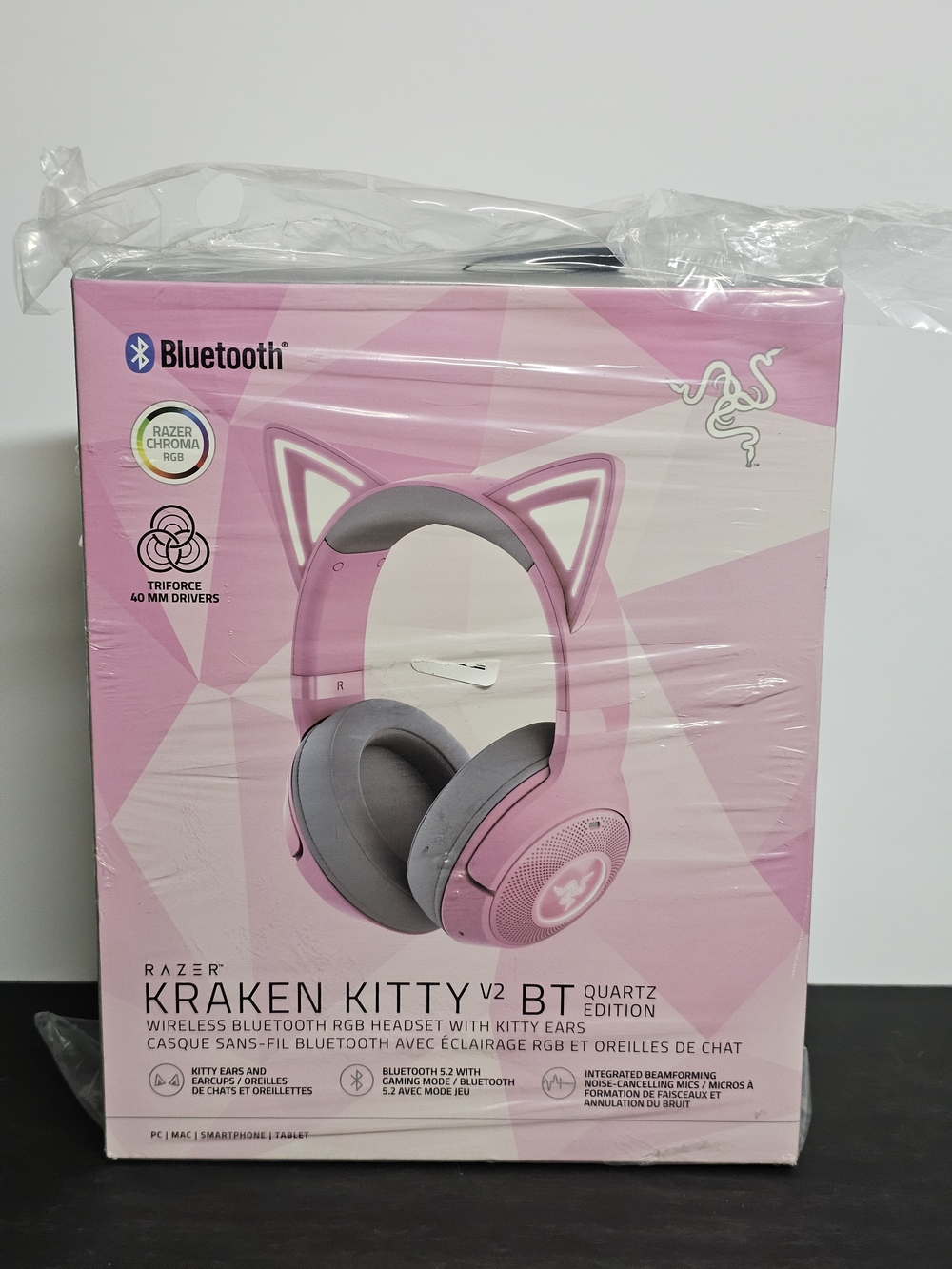 NIB Razer Kraken Kitty V2 BT Wireless RGB Headset Quartz Pink Sealed
